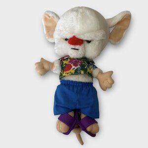 Vintage 1997 Pinky and the Brain Hawaiian Plush Toy 11”
